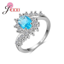 Load image into Gallery viewer, Fashion Ripple 925 Sterling Silver Europe America New Drop Shape Crystal Zircon Ring Jewelry Small Crystal