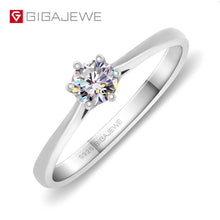 Load image into Gallery viewer, GIGAJEWE 0.3ct 4mm Round Cut EF VVS1 Moissanite 925 Silver Ring Diamond Test Passed Fashion Love Token Fashion Girlfriend Gift