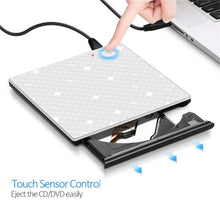 Load image into Gallery viewer, Touch External CD/DVD RW Burner drive USB 3.0 Portable CD ROM Player Recorder Drive for Windows7/8/10 MAC OS+drive bag usb dvd