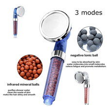Load image into Gallery viewer, Adjustable 3 Mode Shower Bath Head High Pressure Stone Stream Handheld Shower Head With Negative Ion Activated Ceramic Balls
