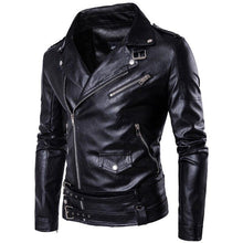 Load image into Gallery viewer, 2019 New design Motorcycle Bomber Leather Jacket Men Autumn Turn-down Collar Slim fit Male Leather Jacket Coats Plus Size M-5XL