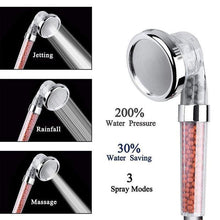 Load image into Gallery viewer, Adjustable 3 Mode Shower Bath Head High Pressure Stone Stream Handheld Shower Head With Negative Ion Activated Ceramic Balls