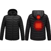 Load image into Gallery viewer, 2019 NWE Men Winter Warm USB Heating Jackets Smart Thermostat Pure Color Hooded Heated Clothing Waterproof Warm Jackets