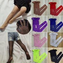 Load image into Gallery viewer, 2019 New Kids Baby Girl Rhinestone Fishnet Stockings Children Girl Mesh Pantyhose Sequins Pearl Hollow Out Tights Girl Stockings