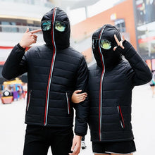 Load image into Gallery viewer, 2019 North Winter Jackets Men Glasses Hooded Face Windproof Space Suit Hip Hop Outdoor Riding Sport Warm Bomber Jacket Parkas