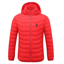 Load image into Gallery viewer, 2019 NWE Men Winter Warm USB Heating Jackets Smart Thermostat Pure Color Hooded Heated Clothing Waterproof Warm Jackets