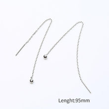 Load image into Gallery viewer, INZATT Minimalist 925 Sterling Silver Dangle Drop Earrings Fine Jewelry Glossy Bead Long Tassel Metal Chain Pendientes 2018 Gift