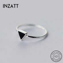 Load image into Gallery viewer, INZATT Real 925 Sterling Silver Geometric Black Enamel Triangle OL Adjustable Ring Minimalist Fine Jewelry For Women Party Gift