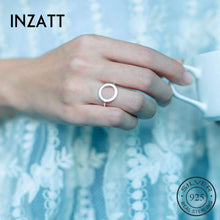 Load image into Gallery viewer, INZATT Real 925 Sterling Silver Geometric Hollow Round Adjustable Ring Minimalist Fine Jewelry For Women Party Punk Accessories