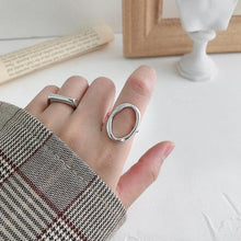 Load image into Gallery viewer, Irregular Hollow Out Ellipse 925 sterling silver rings for women resizable handmade bague femme argent 925 accesorios jewelry
