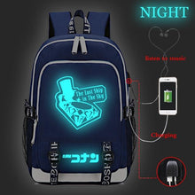 Load image into Gallery viewer, Japanese Cartoon Detective Conan Backpack Teenagers Student Schoolbags Children Luminous Travel Backpack USB Charging Backpack