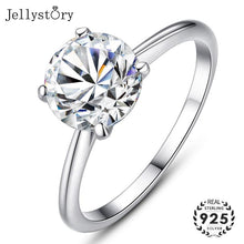Load image into Gallery viewer, Jellystory 925 Sterling Silver Ring For Women Silver Round Moissanite Ring Romantic Rings Engagement Fine Jewelry Female Gifts