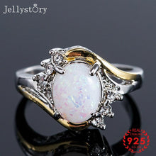 Load image into Gallery viewer, Jellystory Fashion Silver 925 Jewellery Ring with Oval shaped 8*9.5mm Opal zircon gemstones Rings for women Wedding Party Gifts