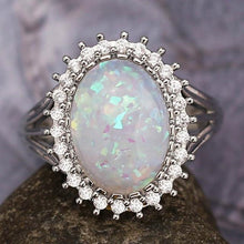 Load image into Gallery viewer, Jellystory Trendy Silver 925 Jewelry Ring Oval Shape Opal Zircon Gemstone Rings for Women Wedding Party Gift Wholesale size 6-10