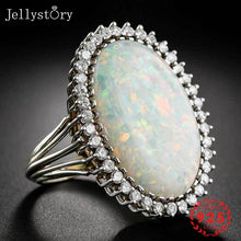 Load image into Gallery viewer, Jellystory Trendy Silver 925 Jewelry Ring Oval Shape Opal Zircon Gemstone Rings for Women Wedding Party Gift Wholesale size 6-10