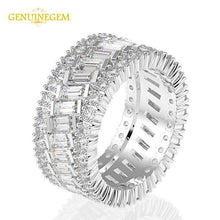 Load image into Gallery viewer, Jewepisode 100% Pure 925 Sterling Silver Created Moissanite Circle Finger Rings for Women Engagement Jewelry Christmas Gifts