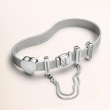 Load image into Gallery viewer, KAAOER jewelry 100% 925 Sterling Silver 11 pandoras 2019 silver diamond heart round wide bracelet fashion female