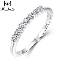 Load image into Gallery viewer, Kuololit 100% Natural Topaz Gemstones Ring for Women Solid 925 Sterling Silver White Topaz Wedding Band Ring Gifts Fine Jewelry