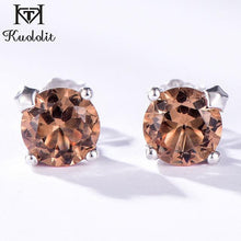 Load image into Gallery viewer, Kuololit Tanzanite Gemstone Stud Earrings for Women Solid 925 Sterling Silver Wedding Handmade Jewelry Fashion Gift For Girl New