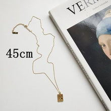 Load image into Gallery viewer, LouLeur 925 sterling silver pattern rectangle pendant necklace simple image gold necklace for women silver jewelry for charms