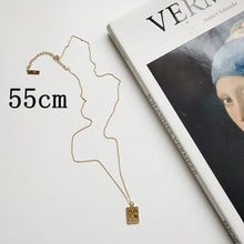 Load image into Gallery viewer, LouLeur 925 sterling silver pattern rectangle pendant necklace simple image gold necklace for women silver jewelry for charms