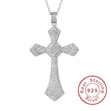 Load image into Gallery viewer, New 925 Silver Exquisite Bible Jesus Cross Pendant Necklace for women men Crucifix Charm Simulated Platinum Diamond Jewelry