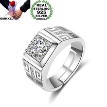 Load image into Gallery viewer, OMHXZJ Wholesale European Fashion Man Party Wedding Gift Silver White Square AAA Zircon 925 Sterling Silver Ring RR174
