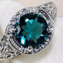 Load image into Gallery viewer, OMHXZJ Wholesale European Fashion Woman Man Party Wedding Gift Silver Green Round Topaz 925 Sterling Silver Ring RR129
