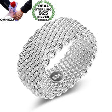 Load image into Gallery viewer, OMHXZJ Wholesale Personality Fashion OL Woman Girl Party Wedding Gift Silver Weaving Wide 925 Sterling Silver Ring RN273