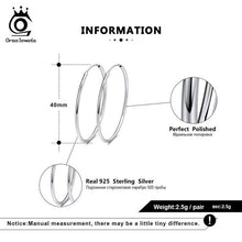 Load image into Gallery viewer, ORSA JEWELS Solid 925 Sterling Silver Round Hoop Earrings For Women 30 40 50 MM Female Circle Earrings Fashion Jewelry SE146