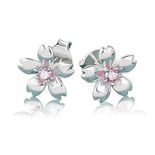 Load image into Gallery viewer, PANSYSEN 100% Sterling Silver 925 Stud Earrings for Women Fine Jewelry Flower Design New Elegant Wedding Birthday Earring Gifts