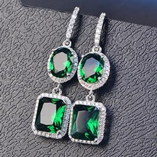 Load image into Gallery viewer, PANSYSEN 2019 Luxury Natural Emerald Women's Drop Earrings Genunie 925 silver Jewelry Earrings For Women Party Engagement Gifts