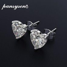 Load image into Gallery viewer, PANSYSEN Charms 8x7MM Heart Shape Created Moissanite Wedding Engagement Stud Earrings For Women Silver 925 Fine Jewelry Earring
