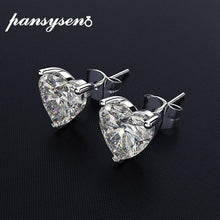 Load image into Gallery viewer, PANSYSEN Charms 8x7MM Heart Shape Created Moissanite Wedding Engagement Stud Earrings For Women Silver 925 Fine Jewelry Earring