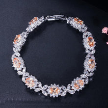 Load image into Gallery viewer, PANSYSEN Dark Blue Sapphire Women's Bracelets with Cubic Zirconia Diamond Stone 925 Sterling Silver Wedding Party Fine Jewelry