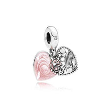 Load image into Gallery viewer, PDB DZ 05 100% 925 Silver Ice Sculpture Together Travel Mother and Daughter Concentric Pendant Fashion Double Heart Pendant