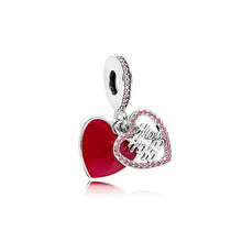 Load image into Gallery viewer, PDB DZ 05 100% 925 Silver Ice Sculpture Together Travel Mother and Daughter Concentric Pendant Fashion Double Heart Pendant