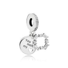 Load image into Gallery viewer, PDB DZ 05 100% 925 Silver Ice Sculpture Together Travel Mother and Daughter Concentric Pendant Fashion Double Heart Pendant