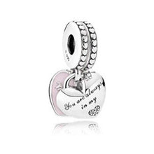 Load image into Gallery viewer, PDB DZ 05 100% 925 Silver Ice Sculpture Together Travel Mother and Daughter Concentric Pendant Fashion Double Heart Pendant