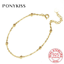 Load image into Gallery viewer, PONYKISS Real 925 Sterling Silver Round Bead Geometric Bracelets Fine Jewelry Women Delicate Chic Birthday Party Gift