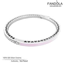Load image into Gallery viewer, Radiant Hearts Bangles 925 Sterling Silver Light Pink Enamel & Clear CZ Bangle Bracelet for Women Jewelry Making Promotion