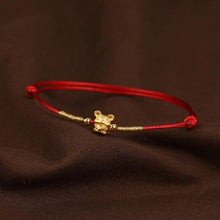 Load image into Gallery viewer, Real 24K Yellow Gold Chain 3D Luck Cat Mouse Fish Bracelet For Women Baby Good Luck Loving Mouse Zodiac Red Rope Natal year