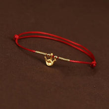 Load image into Gallery viewer, Real 24K Yellow Gold Chain 3D Luck Cat Mouse Fish Bracelet For Women Baby Good Luck Loving Mouse Zodiac Red Rope Natal year