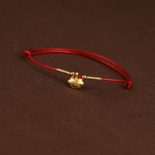 Load image into Gallery viewer, Real 24K Yellow Gold Chain 3D Luck Cat Mouse Fish Bracelet For Women Baby Good Luck Loving Mouse Zodiac Red Rope Natal year