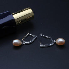 Load image into Gallery viewer, Real natural black pearl earrings for women,beautiful 925 silver freshwater party earrings with pearls