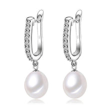 Load image into Gallery viewer, Real natural black pearl earrings for women,beautiful 925 silver freshwater party earrings with pearls