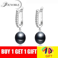 Load image into Gallery viewer, Real natural black pearl earrings for women,beautiful 925 silver freshwater party earrings with pearls