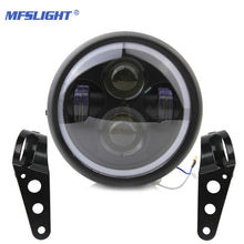 Load image into Gallery viewer, Retro 6.5 LED Motorcycle Headlight Headlamp Bracket Angel Ring Hi&Lo Beam Bulb for Harley Sportster Cafe Racer Bobber