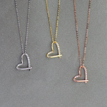 Load image into Gallery viewer, Ruifan 3 Color Cubic Zircon Heart Pendant Necklace 925 Sterling Silver Fashion Woman Choker Necklaces Jewelry Accessories YNC095