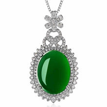 Load image into Gallery viewer, S925 Silver Necklace Corundum Pendant Jade Turquoise Agate Collarbone Jewelry Jade Emerald Bizuteria Gemstone pendant for women